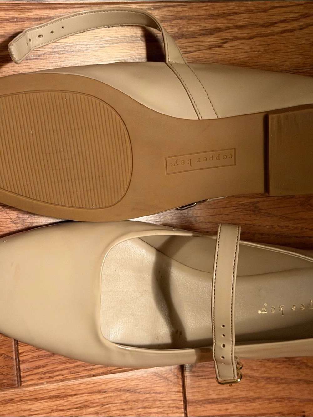 Copper Key Beige Mary Jane Flats with Strap
